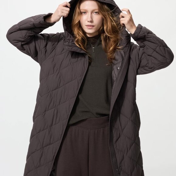 Uniqlo Puffer “Pufftech” Long Coat PUFFTECH LONG COAT  -NWT Small Brown - Picture 7 of 11